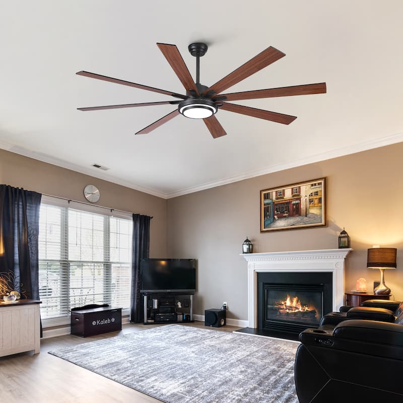 52"/66"/72"/76 Inch Modern Ceiling Fan with Dimmable LED Light ,Remote&APP Control,8 Blades for Large Living Room,Porch