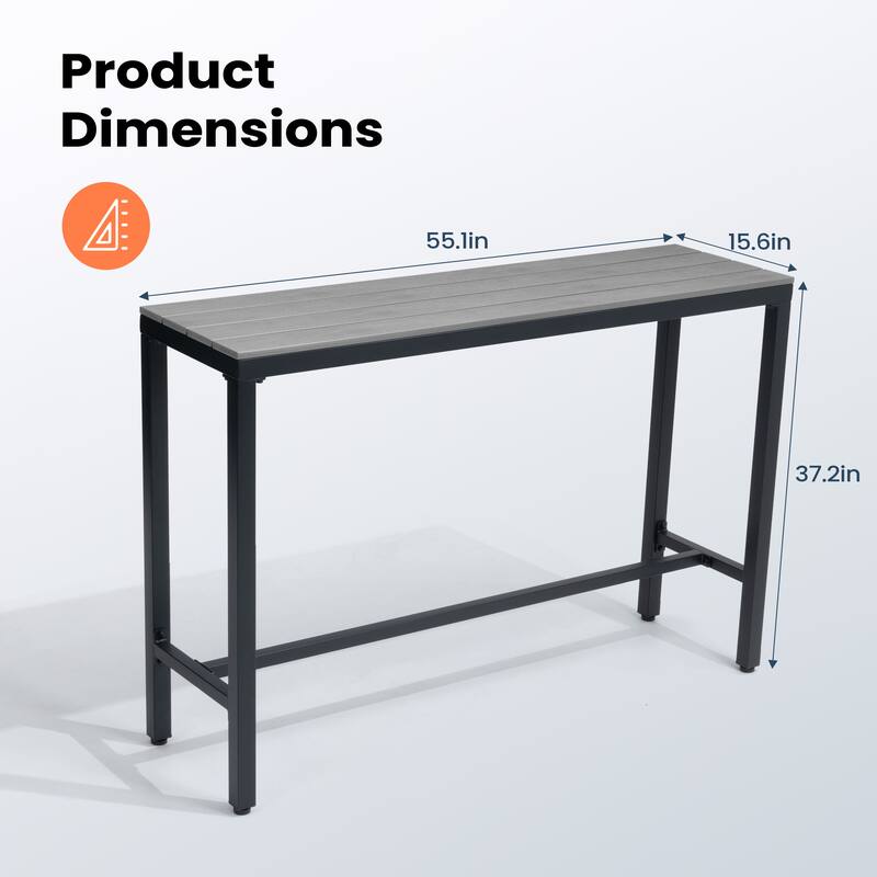 VredHom Outdoor Bar Table Rectangular Pub Table
