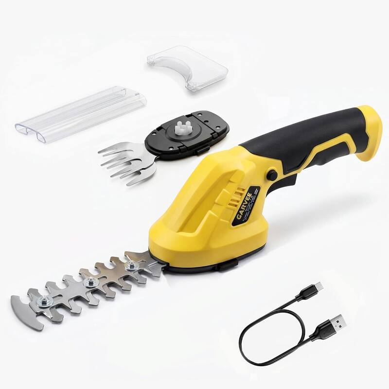 Lightweight 2 in 1 Electric Handheld Cordless Grass Trimmer Hedge Shears/ Grass Cutter - Yellow