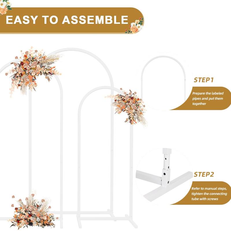 DIY 3 Sizes Metal Wedding Tall White Arch Backdrop Stand Arched Flower Stand
