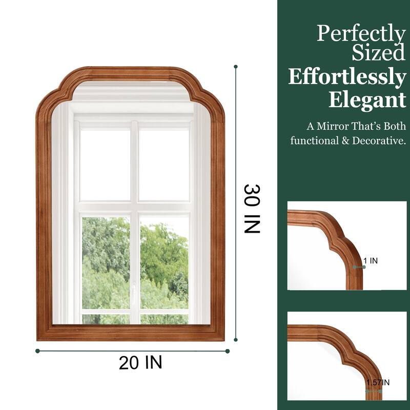 Rounded Corner Solid Wood Frame Decorative Mirror Modern Farmhouse Wall Mirror For Bedroom Bathroom Living Room Entryway