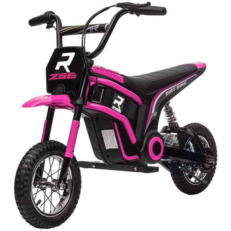 24V Teen Electric Motorcycle with Manual Throttle, Music, Horn, Pneumatic Wheels, 6.2-14.9 mph Speed, for Ages 13+