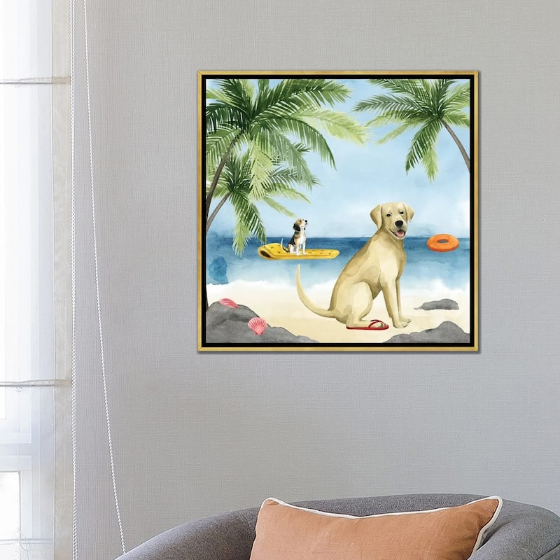 iCanvas "Dogs on Deck II" by Grace Popp Framed Canvas Print