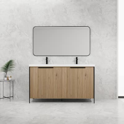 Freestanding Bathroom Vanity with Double Resin Sink