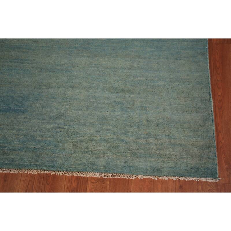 Oriental Green & Blue Modern Gabbeh Area Rug Handmade Wool Carpet - 6'6" x 9'9"