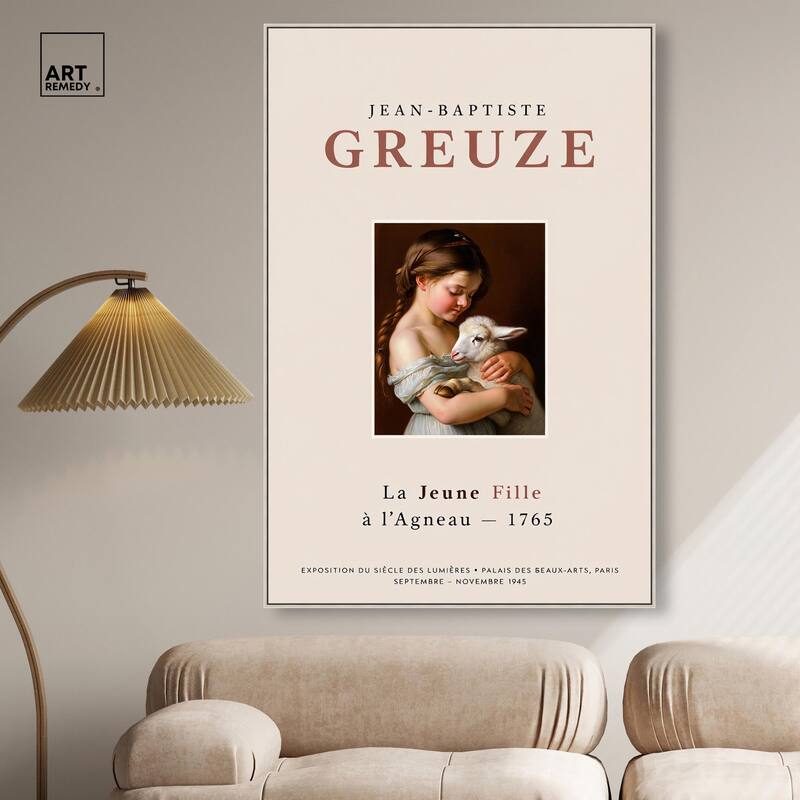 Girl and Her Lamb Canvas by Art Remedy