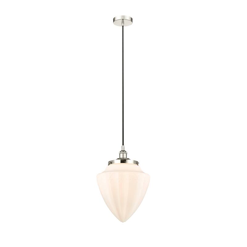 Innovations Lighting Bullet - 1 Light 12" Cord Hung Mini Pendant - Polished Nickel/Matte White