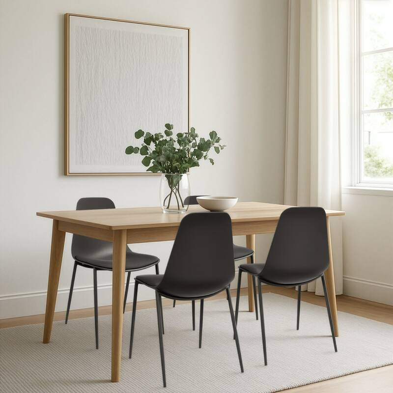 Set of 4 Plastic Dining Chairs Cushion Padded For Kitchen Metal Legs Guest Meeting Waiting Room Business Indoor Outdoor Patio