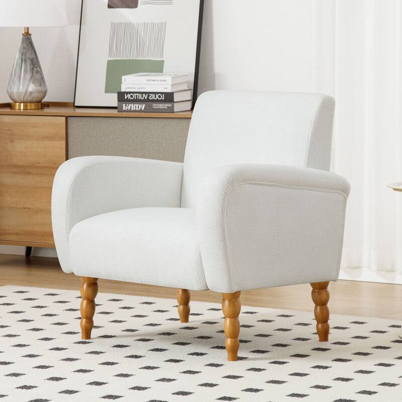 Fabric Armchair Accent Chair with Arms & Wood Legs