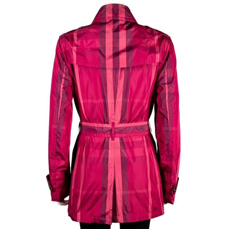Burberry Pink Check Short Trench