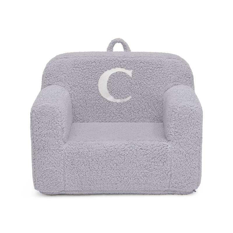Personalized Monogram Cozee Sherpa Chair - Customize with Letter C - Foam Kids Chair for Ages 18 Months and Up