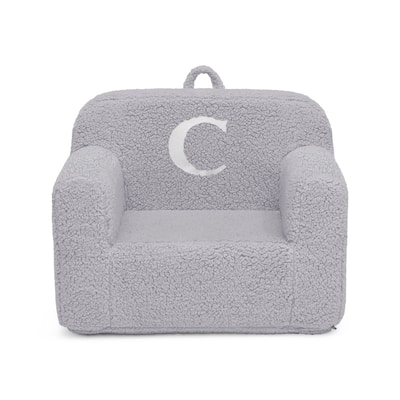 Personalized Monogram Cozee Sherpa Chair - Customize with Letter C - Foam Kids Chair for Ages 18 Months and Up