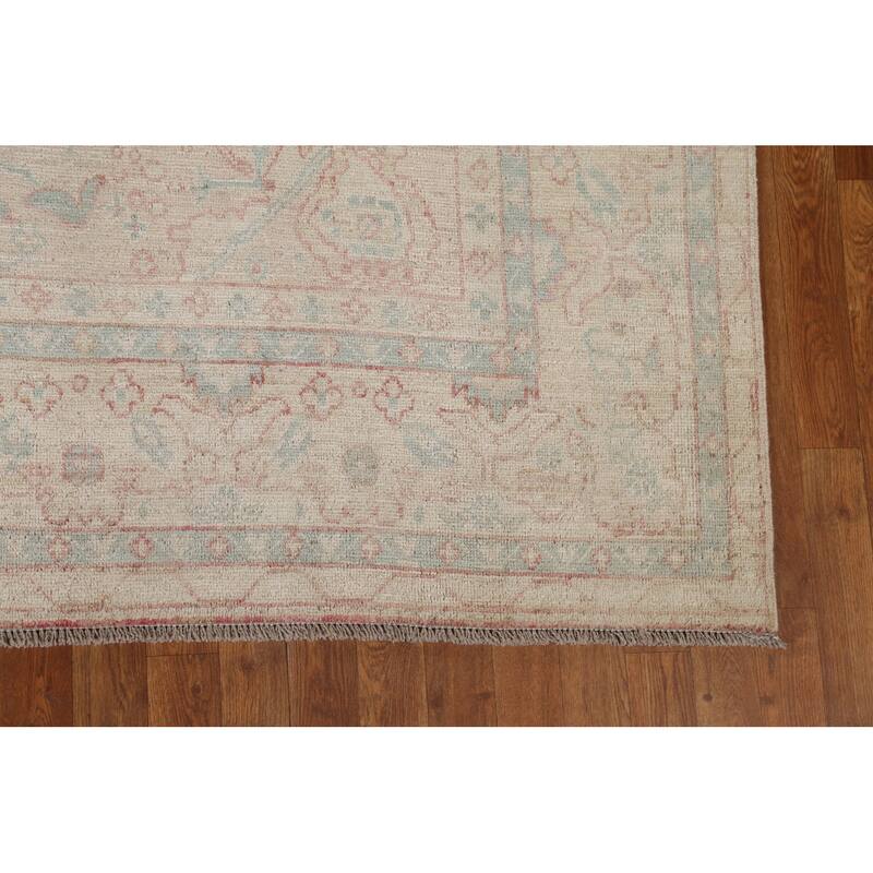 Hand Knotted Oriental 100% Wool Carpet Transitional Medallion Beige & Ivories Oushak Area Rug - 10' 3'' X 8' 0''