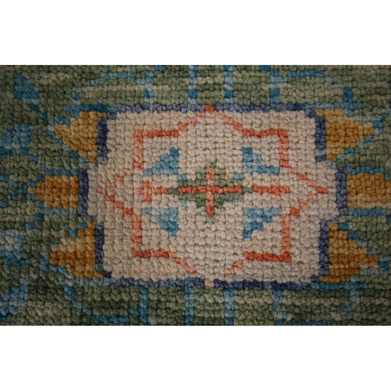 Blue Geometric Khotan Oriental Area Rug Handmade Wool Carpet - 8'9"x 11'11"