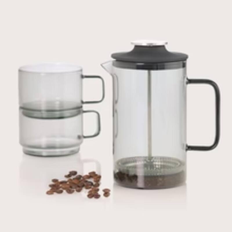 AdHoc Impact French Press Coffee Maker in Grey Glass 600ml