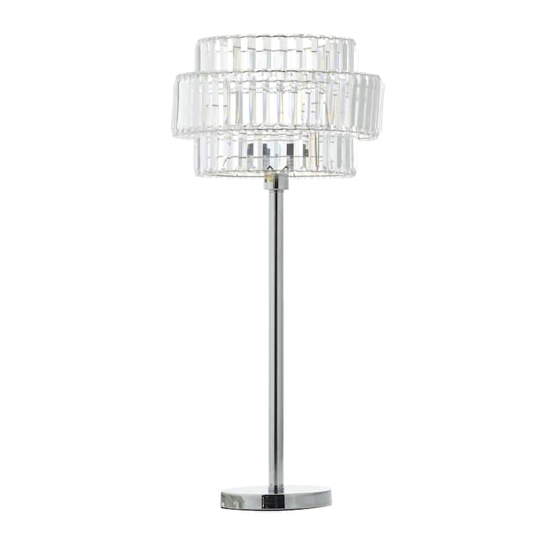 Metal Room Table Lamp with Crystal Embellishments - Set of 2 Silver - Roche River Decor