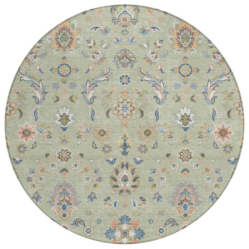 Machine Washable Indoor/ Outdoor Traditional Basalt Chantille Rug