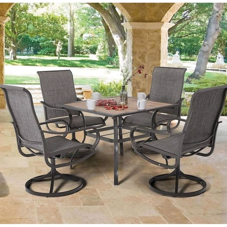 MAISON ARTS 5/6-piece Black Steel Patio Dining Set - Without Umbrella