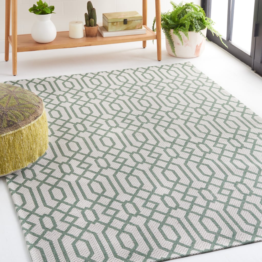 Martha Stewart by SAFAVIEH Joanneke Cotton Rug - Green/Ivory - 5' x 7'