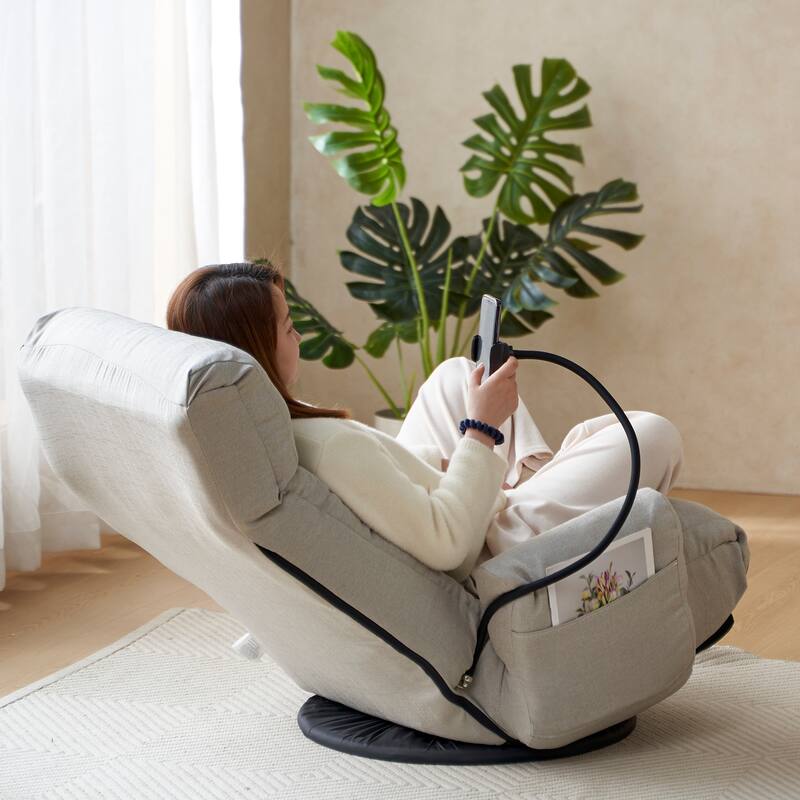 360 Degree Swivel Recliner Chair with Phone Holoder,Modern Leisure Chair Game Chair