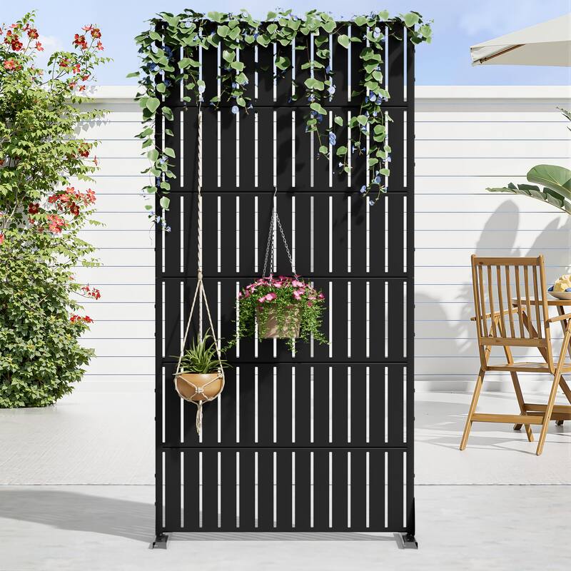 Dovelina 6ft. Outdoor Freestanding Metal Privacy Screen Decorative Garden Fence - 72"x35"