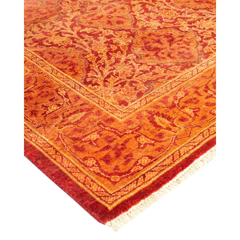 Overton Hand Knotted Wool Vintage Inspired Traditional Mogul Orange Runner Rug - 2' 8" x 19' 1"