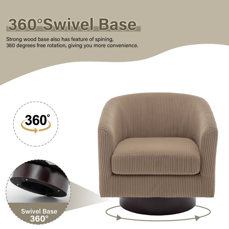 Corduroy Upholstered Swivel Barrel Chair (Set of 2)