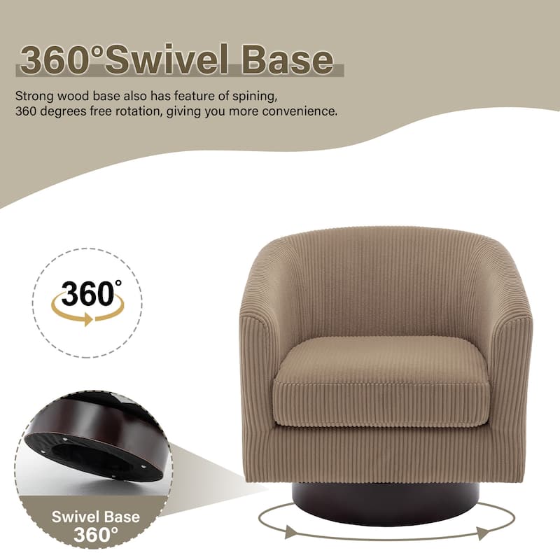 Corduroy Upholstered Swivel Barrel Chair