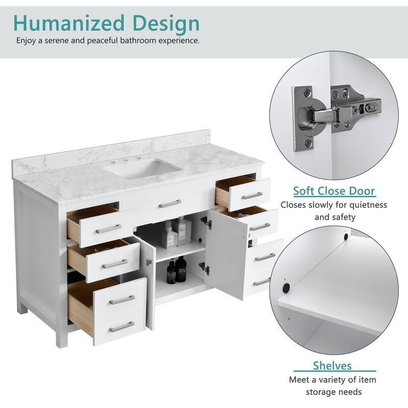 Nephelily 48" 60" 72" Uni-Vanity Bathroom Cabinet with Tall Drawer