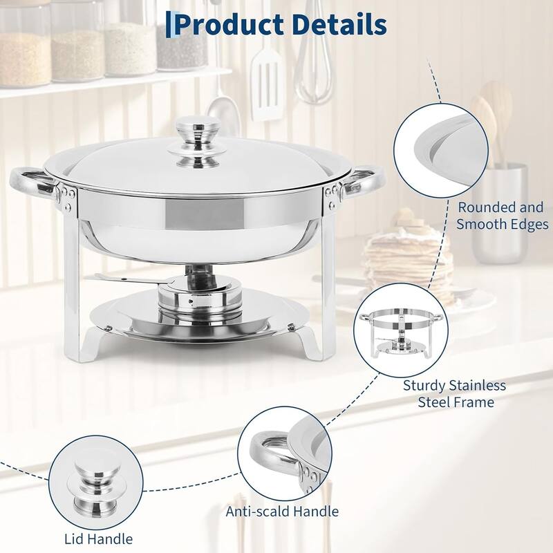 2 Pack Rectangular and Round Chafing Dish Combo - 1+1pcs