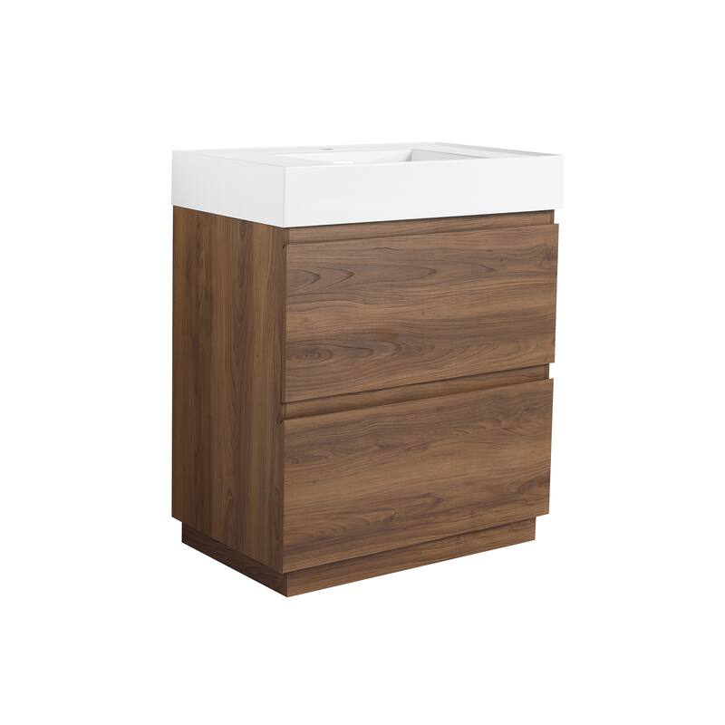 30 in. W x 18 in. D x 35 in. H Single Sink Freestanding Bath Vanity with White Resin Top
