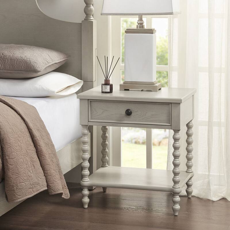 Beige Nightstand with 1-drawer 1-Shelf