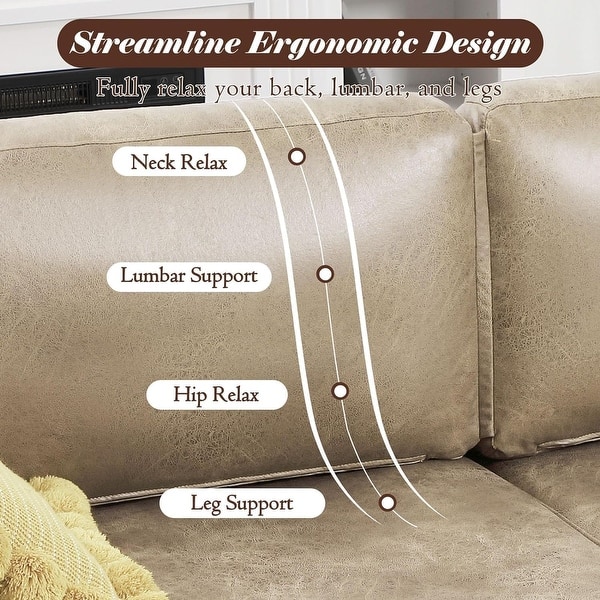 dimension image slide 6 of 7, AECOJOY 79" Faux Leather Couch for Living Room, Loveseat Small Sofa, Indoor Modern Sofa for Apartment Office