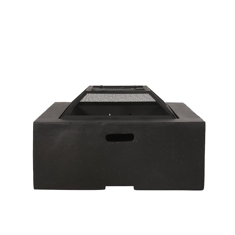 Berwick Outdoor Lightweight Concrete Outdoor Wood Burning Square Fire Pit by Christopher Knight Home