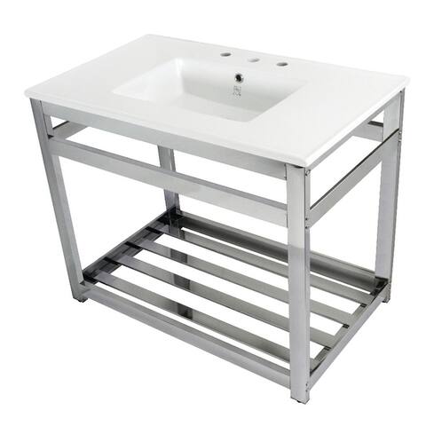 Quadras 37-Inch Console Sink with 8-in Faucet Hole and Base