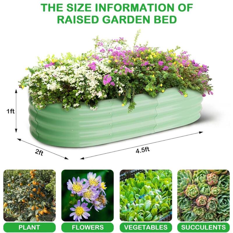 2 Pcs 4.5x2x1ft Galvanized Raised Garden Bed, Planter Box for Vegetables, Flowers, Fruits
