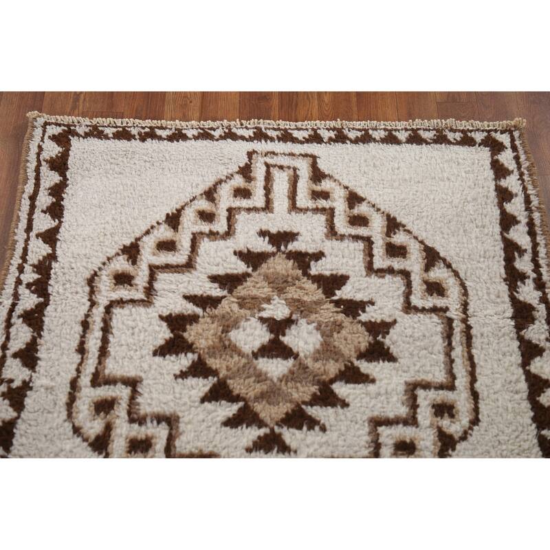 Natural Dye Tribal Anatolian Runner Rug Hand-knotted Wool Carpet - 3'3"x 11'11"