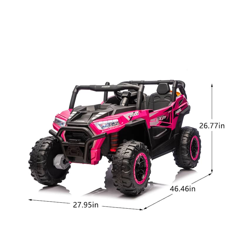 24V 4WD 2-Seater Kids Ride On UTV with Remote Control, Bluetooth Music, Dual Doors, LED Headlights,Suspension & Battery Display