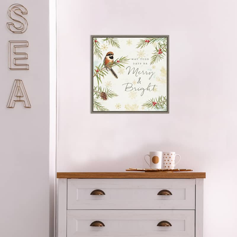 Christmas Tradition II (Bird) by Katie Pertiet Framed Canvas Art