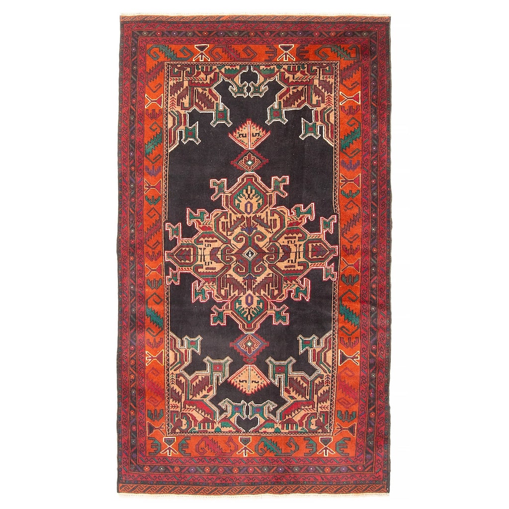 ECARPETGALLERY Hand-knotted Teimani Black Wool Rug - 3'10 x 6'7