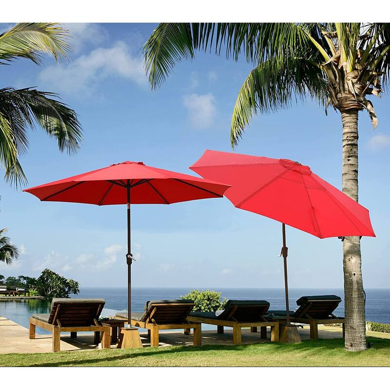 Patio 9FT Enhanced Aluminum Patio Umbrella, UV Protected outdoor Umbrella with Auto Crank and Push Button Tilt