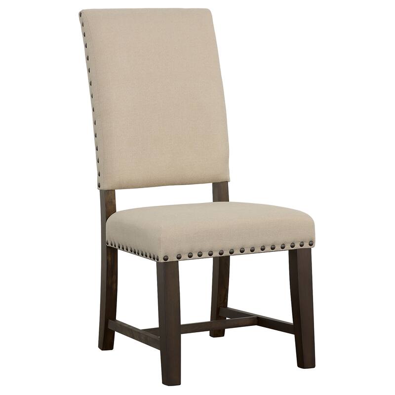 2pc Upholstered Dining Side Chair With Nailhead Accents