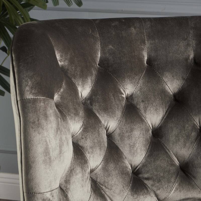 Grey 32" High Back Velvet Club Chair