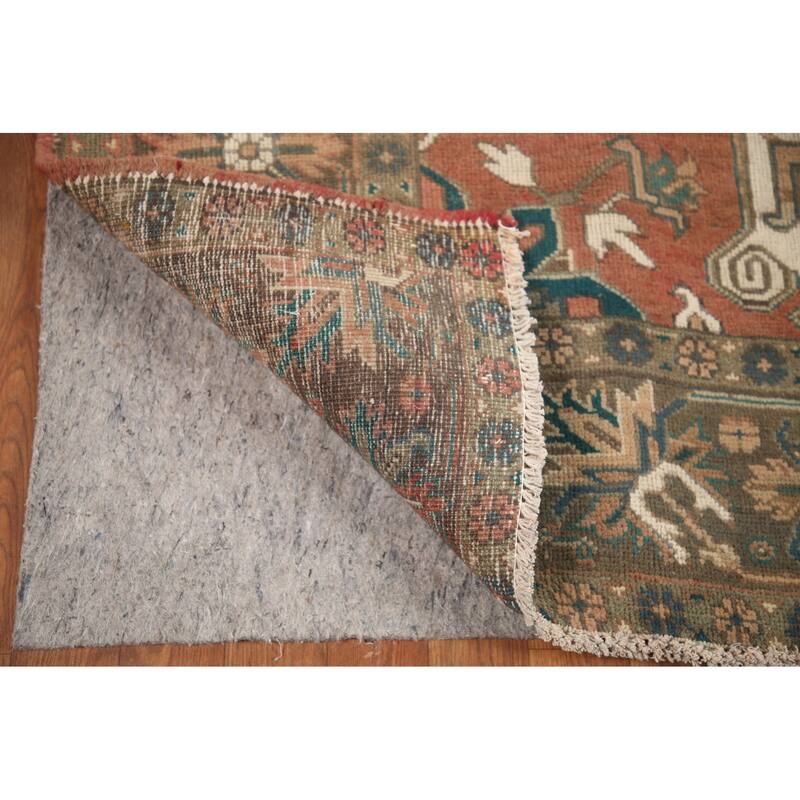 Hand Knotted Oriental 100% Wool Carpet Traditional Medallion Coral Heriz Area Rug - 10' 6'' X 7' 6''