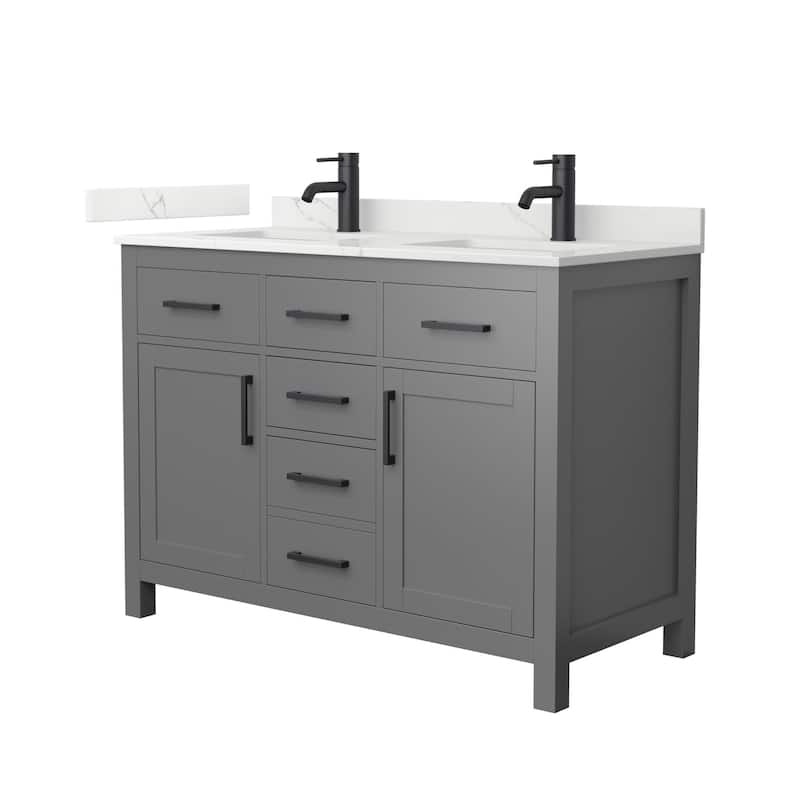 Wyndham Collection WCG2424-48D-QTZ-UNSMXX Beckett 48" Free Standing - Dark Gray / Giotto Quartz Top / Matte Black