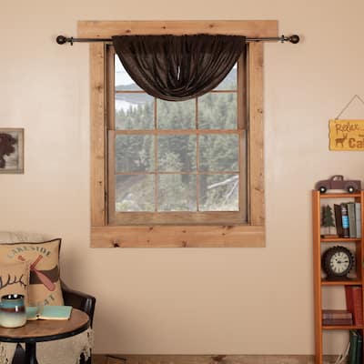Farmhouse Kitchen Curtains VHC Burlap Chocolate Balloon Valance Rod Pocket Cotton Solid Color Cotton Burlap