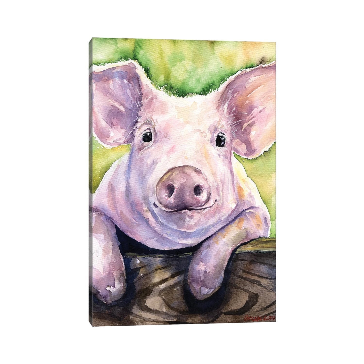 iCanvas "Smiling Pig" by George Dyachenko Canvas Print