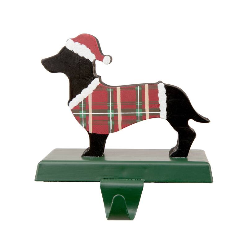 Glitzhome Wooden/Metal Cat & Dog Christmas Stocking Holders Mantel Ornament