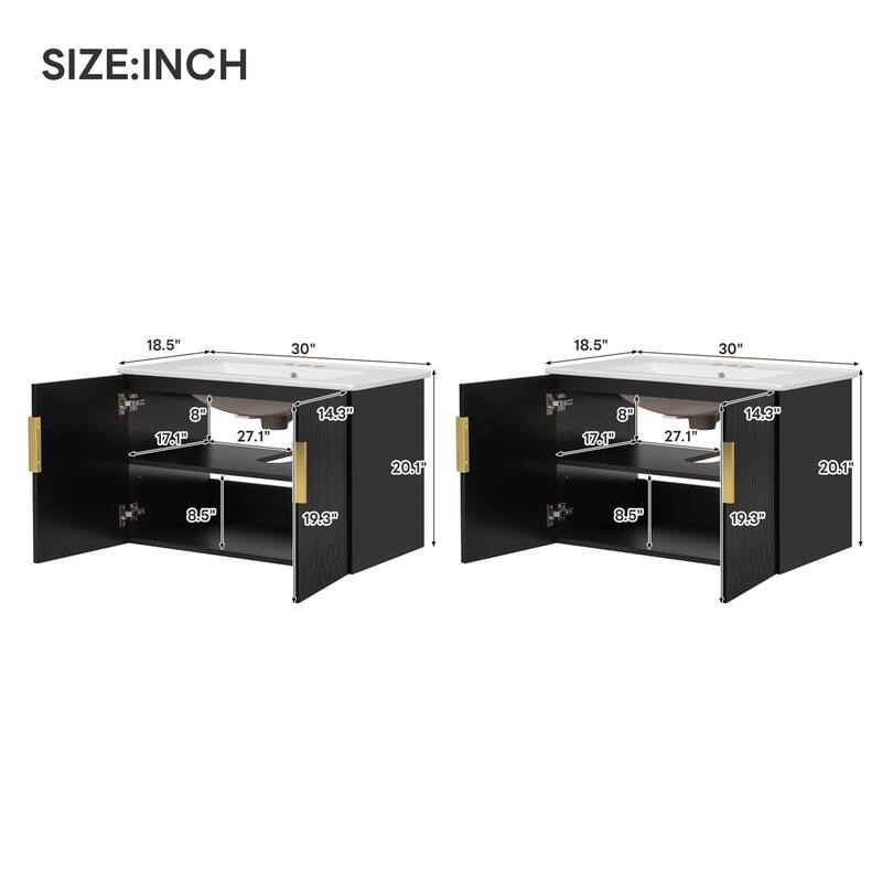 60" Bathroom Vanity Set with Ceramic Sink (Separate) & Soft Closing Doors