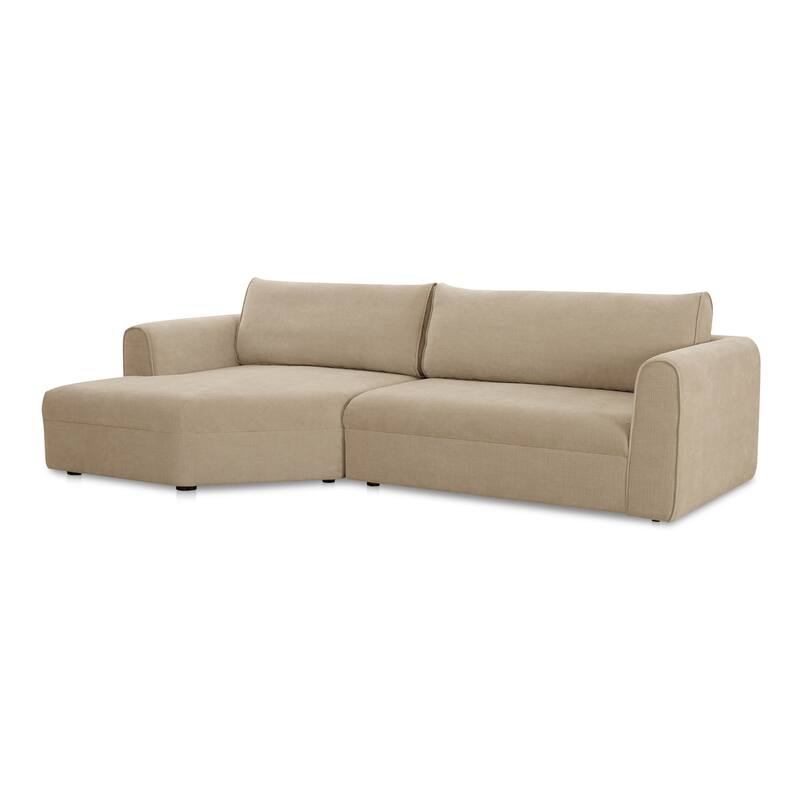 NADAAL STUDIOS Talorin Left-Facing Sectional Sofa, Wide Chaise Seating, Seats 4, Heritage Pink Chenille Fabric